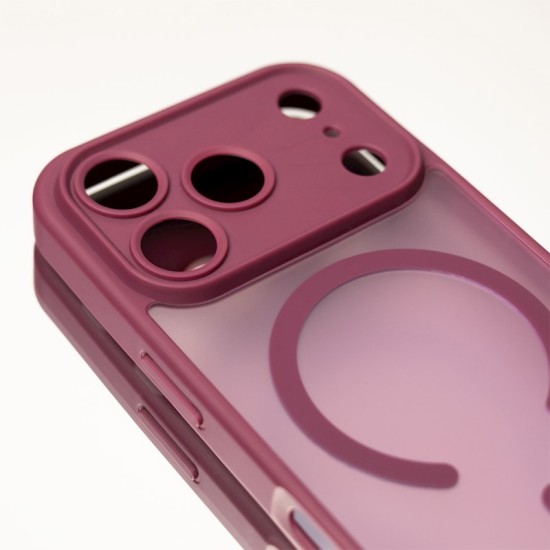 Mag Matt Case with MagSafe (camera protection) priekš Apple iPhone 17 Pro Max - Bordo - matēts silikona-plastikāta aizmugures apvalks / bampers-vāciņš