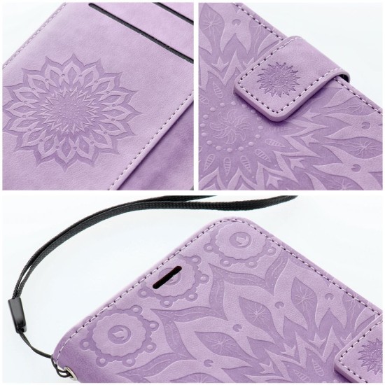 Forcell Mezzo Book Case priekš Samsung Galaxy A57 5G A576 - Violets / Mandala - sāniski atverams maciņš ar stendu un auklu / grāmatveida maks