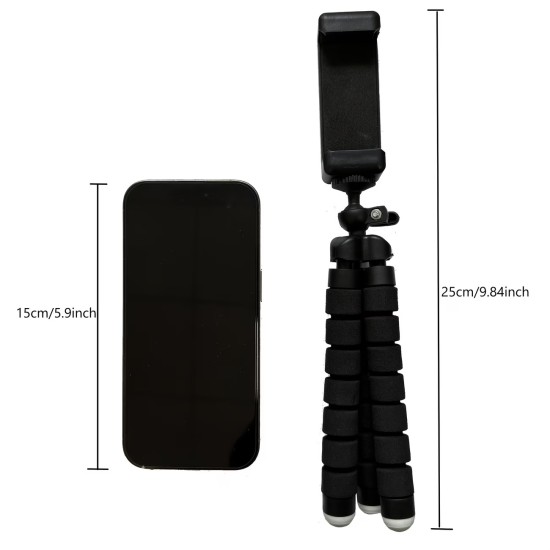 Octopus Tripod Bracket 360 Degree Rotation Mini Universal Mobile Phone Holder Stand - Melns - Universāla stiprinājuma statīvs