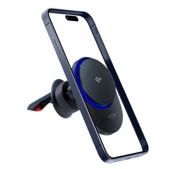 3MK Hardy AeroCharger Qi2 15W Wireles Charger with MagSafe Air Vent Car Holder - Melns - Stiprinājums turētājs uz ventilācija režģa ar iebūvētu bezvadu lādētāju