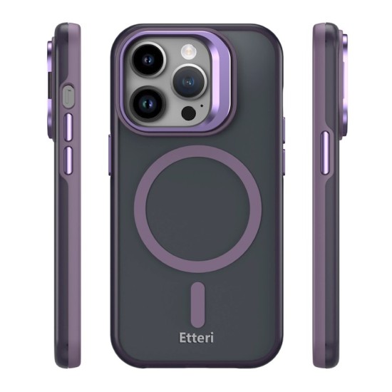 Etteri Morning Fog Back Case with MagSafe priekš Apple iPhone 15 Pro - Violets - silikona-plastikāta aizmugures apvalks / bampers-vāciņš