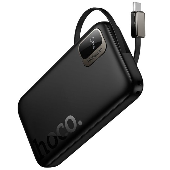 Hoco 10000mAh QC 3.0 / PD 20W Power Bank with USB-C cable and LED display - Melns - Ārējas uzlādes batereja lādētājs-akumulators (Power Bank)