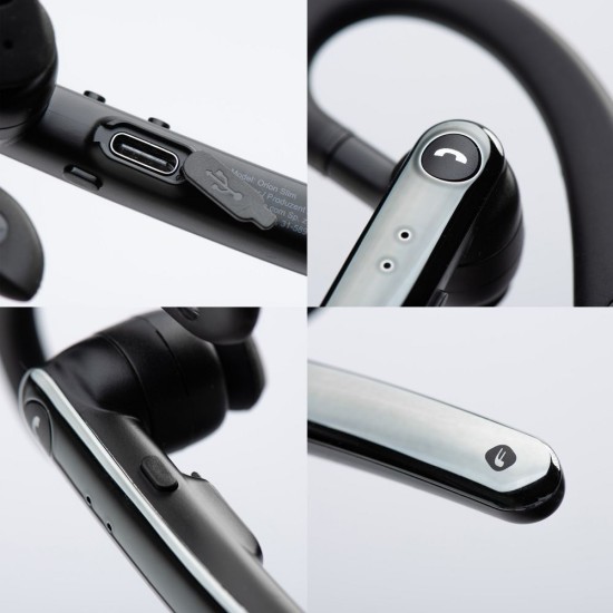 Forcell Orion Slim ENC / Multipoint / EDR / 90mah Universāla Bluetooth V6.0 bezvadu austiņa - Melna