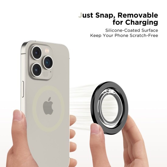 Tech-Protect MMR300 Magnetic MagSafe Ring Phone Holder - Melns - Universālais magnētisks gredzens-turētājs telefonam
