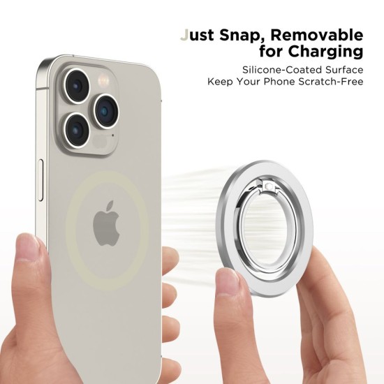 Tech-Protect MMR300 Magnetic MagSafe Ring Phone Holder - Sudrabains - Universālais magnētisks gredzens-turētājs telefonam