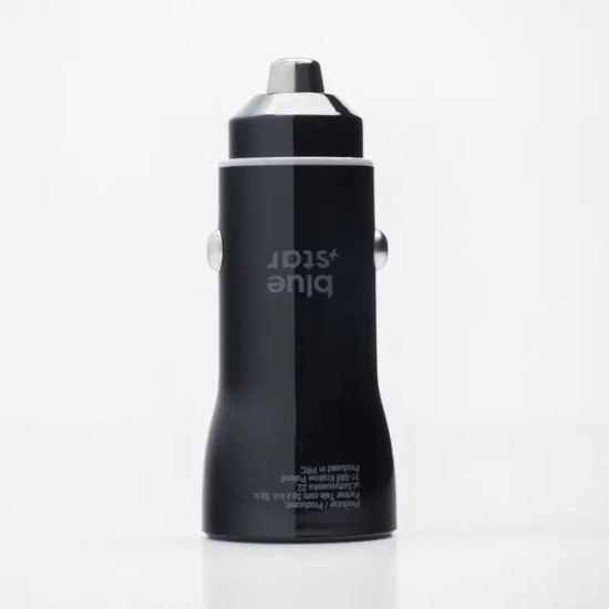 BlueStar Car Charger Type-C / USB ports QC 3.0 / PD 25W AFC PPS - Melns - USB un Type-C ātrs auto lādētājs telefoniem un planšetdatoriem