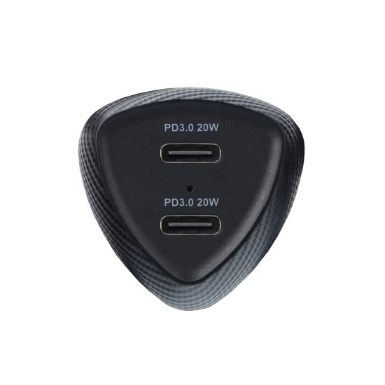 Forcell F-Energy Carbon Car Charger 2x Type-C ports QC 3.0 / PD 40W - Melns - Type-C ātrs auto lādētājs telefoniem un planšetdatoriem