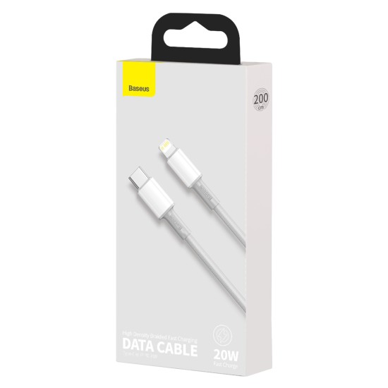 Baseus 1M High Density PD 20W Type-C to Lightning cable - Balts - Apple iPhone / iPad lādēšanas un datu kabelis / vads