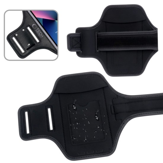 Tech-Protect M5 Universal Sport Armband priekš viedtālruņiem ar 6.5 inch ekrānu - Melns - Universāls maks ietvars - Sporta futlāris rokas aproce fitnesam saite