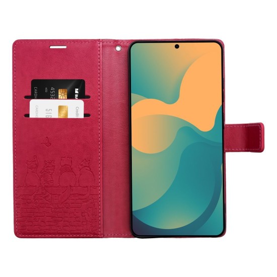 Forcell Mezzo Book Case priekš Samsung Galaxy S26 Plus 5G - Sārts / Kaķis - sāniski atverams maciņš ar stendu un auklu / grāmatveida maks