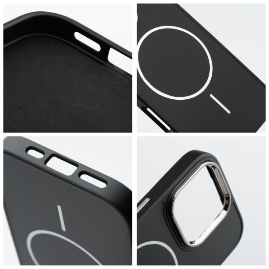 Frame MagSafe Back Case priekš Samsung Galaxy S25 FE 5G S731 - Melns - matēts silikona aizmugures apvalks / bampers-vāciņš