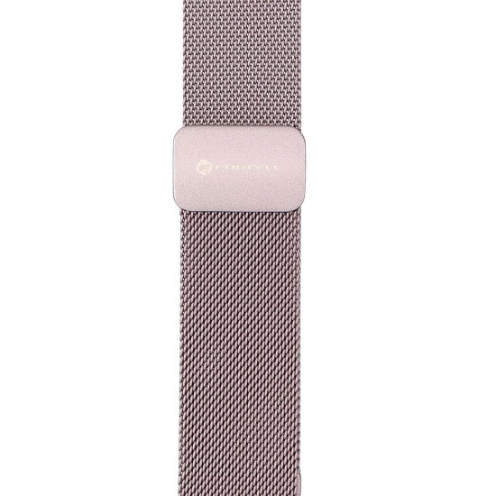 Forcell F-Design (FA14) Magnetic Steel Milanese Watch Strap priekš Apple Watch 42 / 44 / 45 / 46mm / Ultra 49 mm - Rozā Zelts - siksniņas (jostas) viedpulksteņiem no nerūsējoša tērauda ar magnētu