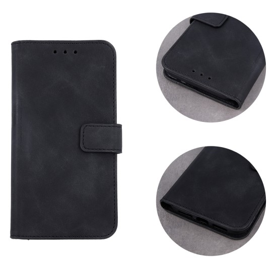 Smart Velvet Book Case priekš Samsung Galaxy S26 Plus 5G - Melns - sāniski atverams maciņš ar stendu / grāmatveida maks