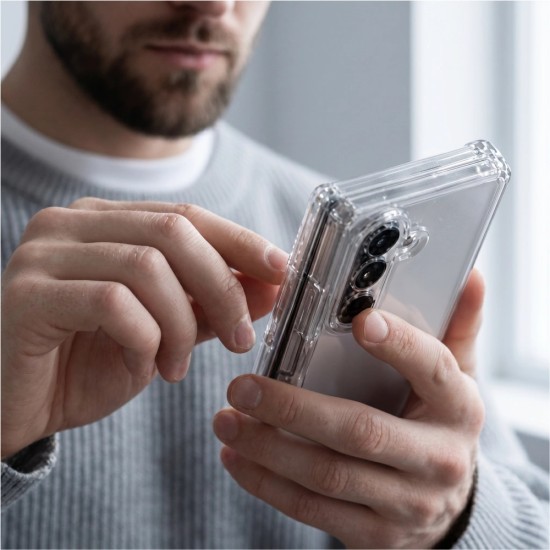 Tech-Protect FlexAir Hybrid Back Case priekš Samsung Galaxy Fold8 Ultra 5G - Caurspīdīgs - triecienizturīgs silikona aizmugures apvalks / bampers-vāciņš