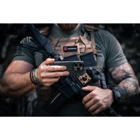 Tactical MagForce Aramid Back Case with MagSafe priekš Apple iPhone 18 Pro Max - Melns - aramīda aizmugures apvalks / bampers-vāciņš