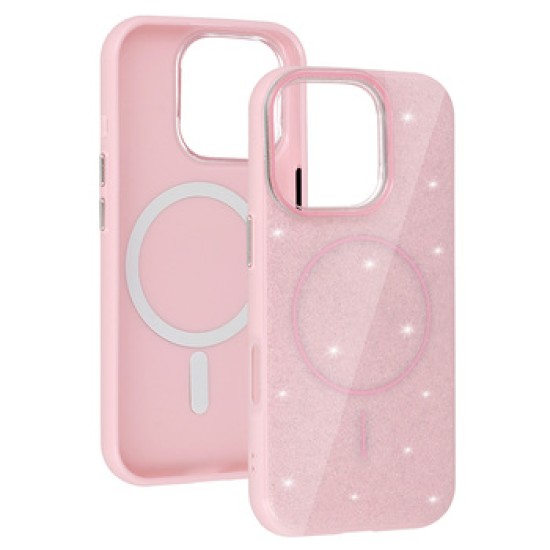 Glitter Thin Magsafe Back Case для Apple iPhone 16e / 17e - Светло Розовый - силиконовый чехол-накладка / бампер крышка
