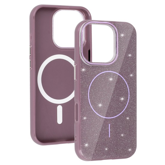 Glitter Thin Magsafe Back Case для Apple iPhone 16e / 17e - Фиолетовый - силиконовый чехол-накладка / бампер крышка