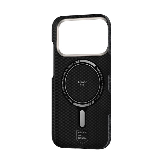 Benks ArmorGrid Air Beyond Kevlar Case with MagSafe priekš Apple iPhone 17 Pro Max / 18 Pro Max - Melns - aramīda aizmugures apvalks / bampers-vāciņš