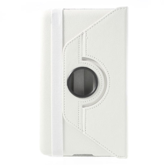 White 360 Rotation Stand Litchi Leather Case for Samsung Galaxy Tab Pro 8.4 T320 / T325 - sāniski atverams maciņš ar stendu (ādas maks, grāmatiņa, leather book wallet case cover stand)