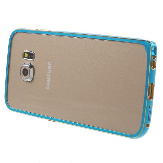 LOVE MEI Metal Bumper Case for Samsung Galaxy S6 Edge G925 Curved Edges Hippocampal Buckle - Blue - alumīnija metāla sānu apvalks / bampers