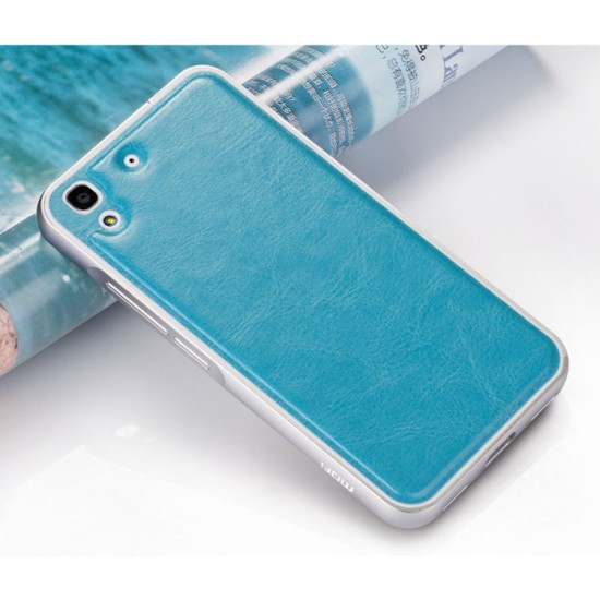Mofi Aluminium alloy back case priekš Huawei Ascend Y6 - Gaiši Zils - alumīnija / ādas aizmugures apvalks (bampers, vāciņš, slim cover, bumper)