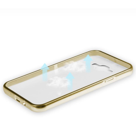 Mofi Aluminium alloy back case priekš Samsung Galaxy J7 J700 - Melns - alumīnija / ādas aizmugures apvalks (bampers, vāciņš, slim cover, bumper)