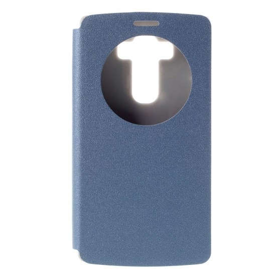 Sand-like Texture Leather Stand Case for LG G4 Beat / G4S H735 Window View - Blue - sāniski atverams maciņš ar lodziņu un stendu (ādas maks, grāmatiņa, leather book wallet case cover stand)