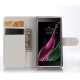 Litchi Leather Flip Case with Credit Card Holder for LG Zero H650E - White - sāniski atverams maciņš ar stendu (ādas maks, grāmatiņa, leather book wallet case cover stand)