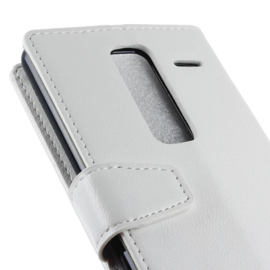 Crazy Horse Leather Case Cover for LG Zero H650E - White - sāniski atverams maciņš ar stendu (ādas maks, grāmatiņa, leather book wallet case cover stand)