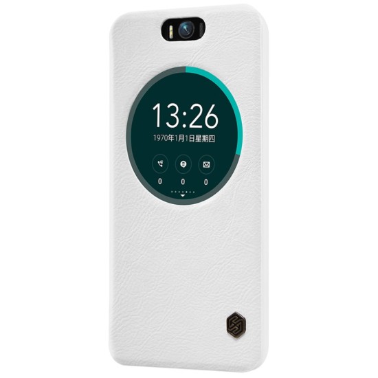 NILLKIN Qin Series APP Smart Leather View Case for Asus Zenfone Selfie ZD551KL - White - sāniski atverams maciņš ar lodziņu (ādas maks, grāmatiņa, leather book wallet case cover)