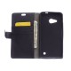 Litchi Skin Leather Wallet Case for Microsoft Lumia 550 - Black - sāniski atverams maciņš ar stendu (ādas maks, grāmatiņa, leather book wallet case cover stand)