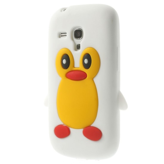 Cute 3D Penguin Silicone Jelly Case for Samsung Galaxy S3 mini i8190 / i8200 - White - silikona aizmugures apvalks (bampers, vāciņš, slim TPU silicone case cover, bumper)
