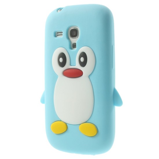 Cute 3D Penguin Silicone Jelly Case for Samsung Galaxy S3 mini i8190 / i8200 - Light Blue - silikona aizmugures apvalks (bampers, vāciņš, slim TPU silicone case cover, bumper)