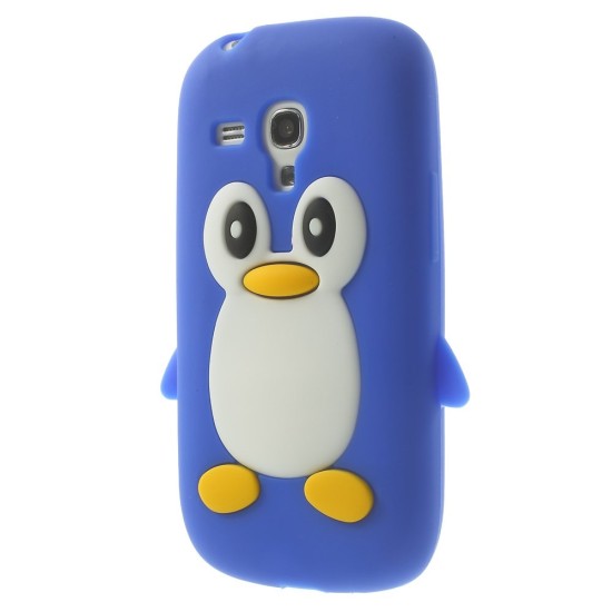 Cute 3D Penguin Silicone Jelly Case for Samsung Galaxy S3 mini i8190 / i8200 - Deep Blue - silikona aizmugures apvalks (bampers, vāciņš, slim TPU silicone case cover, bumper)