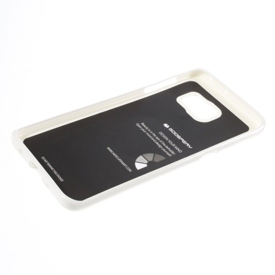Mercury Jelly Case ar spīdumiem priekš Samsung Galaxy S6 Edge Plus G928 - Balts - silikona aizmugures apvalks (bampers, vāciņš, slim TPU silicone case cover, bumper)