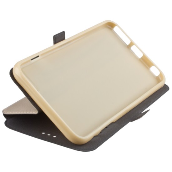 Telone Super Slim priekš LG K10 K420 / K430 - Zelts - sāniski atverams maciņš ar stendu (ādas maks, grāmatiņa, leather book wallet case cover stand)