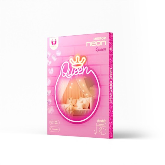 Forever Decorative Mirror Neon LED Light 36 x 32 x 2 cm (USB Plug) - Queen - Dekoratīva neona LED lampa ar spoguli
