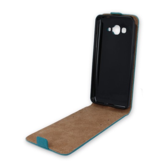 GreenGo Leather Case Plus New priekš Samsung Galaxy J1 J120 (2016) - Tirkīzs - vertikāli atverams maciņš (ādas telefona maks, leather book vertical flip case cover)