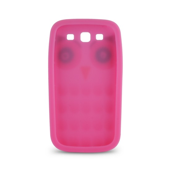 Silicon 3D Case Owl priekš LG K8 K350 - Rozā - silikona aizmugures apvalks (bampers, vāciņš, TPU silicone back case cover, bumper)