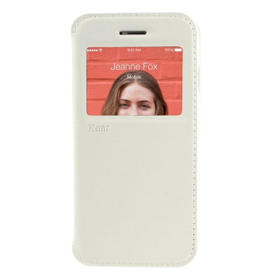 RoarKorea Noble View priekš Apple iPhone 4 / 4S - Balts - sāniski atverams maciņš ar stendu un lodziņu (ādas maks, grāmatiņa, leather book wallet case cover stand)