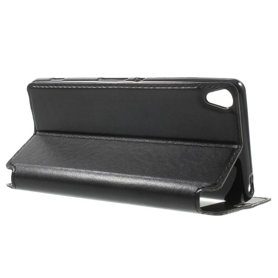 RoarKorea Noble View Sony Xperia XA F3111 / F3112 - Melns - sāniski atverams maciņš ar stendu un lodziņu (ādas maks, grāmatiņa, leather book wallet case cover stand)