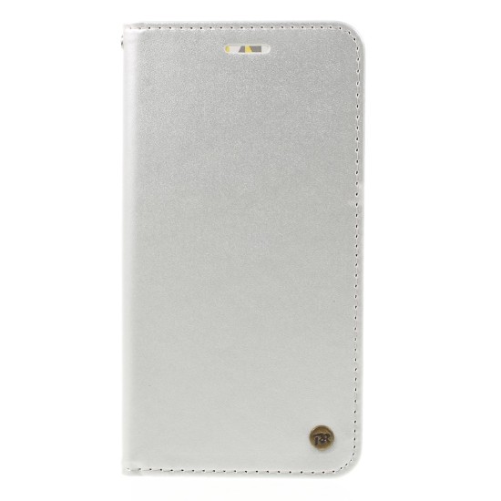 RoarKorea Only One Flip Case priekš HTC One M9 - Sudrabains - sāniski atverams maciņš ar stendu (ādas grāmatveida maks, leather book wallet cover stand)