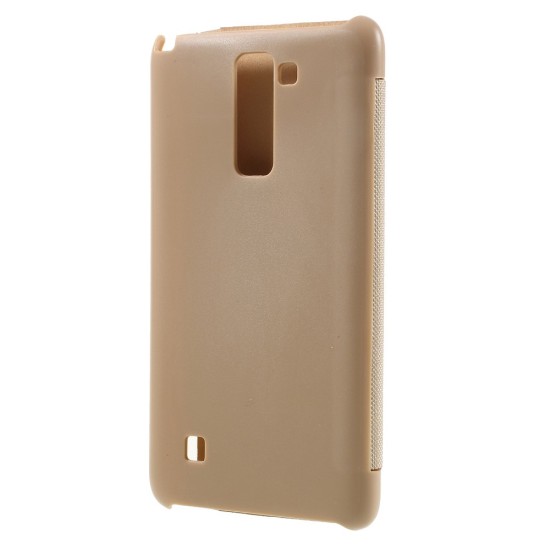 View Window Leather Smart Phone Case for LG Stylus 2 K520 - Gold - sāniski atverams maciņš ar lodziņu un stendu (ādas maks, grāmatiņa, leather book wallet case cover stand)
