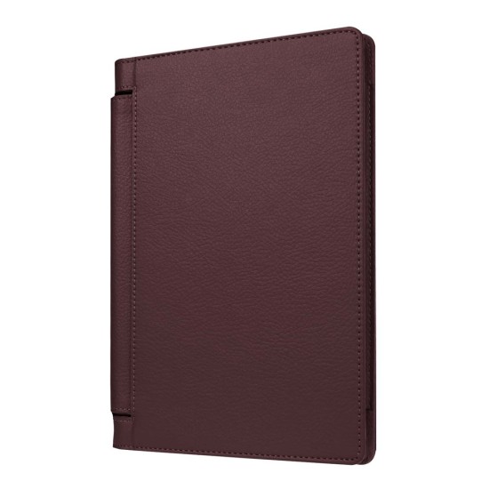 Litchi Texture PU Leather Tablet Case for Lenovo Yoga Tab 3 8.0 YT3-850F / YT3-850L - Brown - sāniski atverams maciņš ar stendu (ādas maks, grāmatiņa, leather book wallet case cover stand)