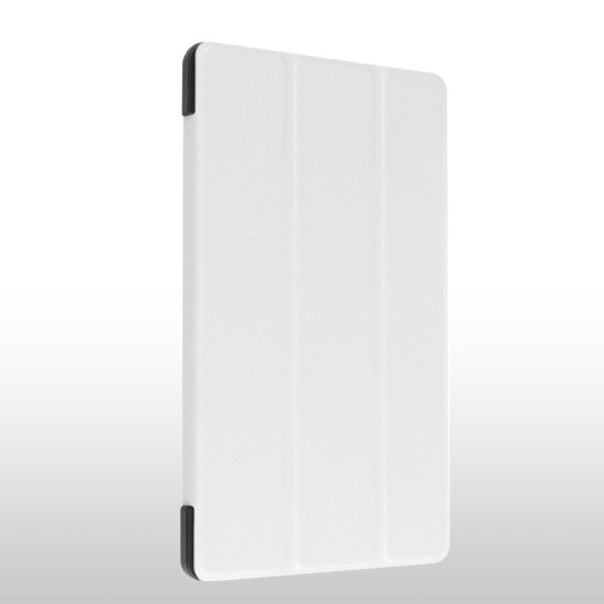Tri-fold Stand PU Smart Auto Wake/Sleep Leather Case priekš Lenovo Tab 2 A8-50 / Tab 3 A8-50 / TB3-850M - White - sāniski atverams maciņš ar stendu