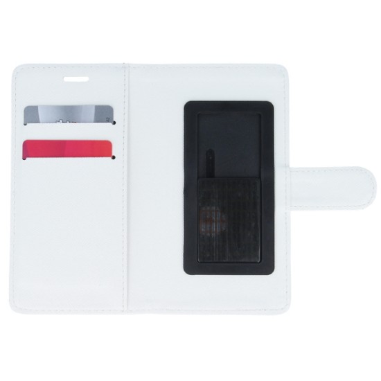 GreenGo Universal Smart Up book case priekš telefoniem ar ekrānu izmēru 5.5 inch - Balts - universāls sāniski atverams maciņš ar stendu (ādas maks, grāmatiņa, leather book wallet cover stand)