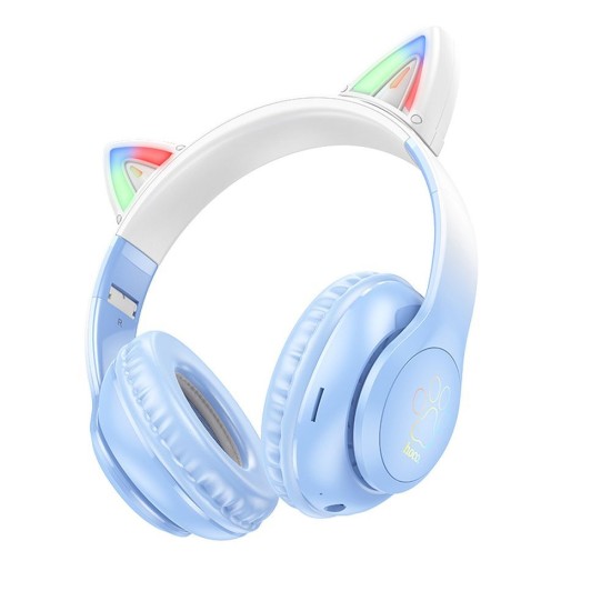 Hoco (W42) Cat Ear Bluetooth 5.3 Wireless Headphones with Microphone Universālas Bezvadu Austiņas - Gaiši Zilas