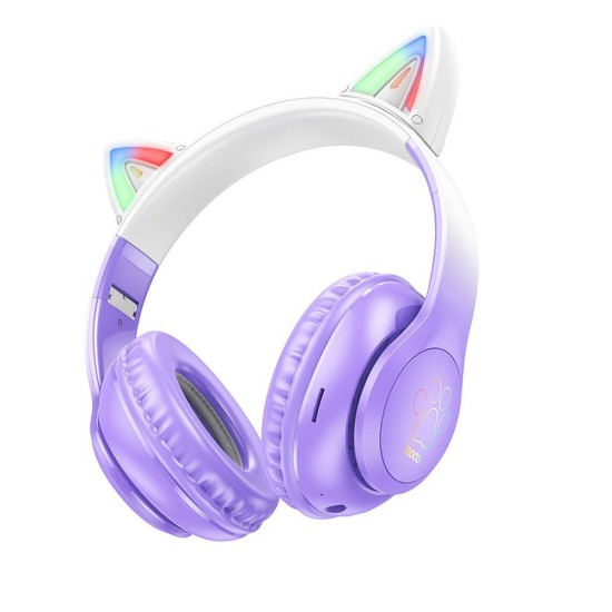 Hoco (W42) Cat Ear Bluetooth 5.3 Wireless Headphones with Microphone Universālas Bezvadu Austiņas - VIolets