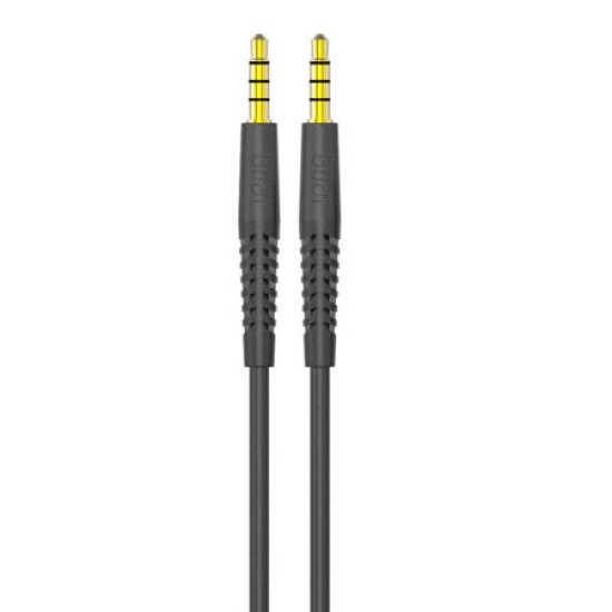 Budi 4-pin 3.5mm Male to 3.5mm Male Stereo Aux Audio cable (length: 1.2M) - Melns - audio vads kabelis