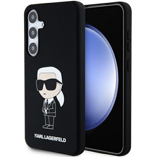 Karl Lagerfeld Silicone Ikonik series Back Case KLHCS24SSNIKBCK priekš Samsung Galaxy S24 5G S921 - Melns - silikona aizmugures apvalks / bampers-vāciņš